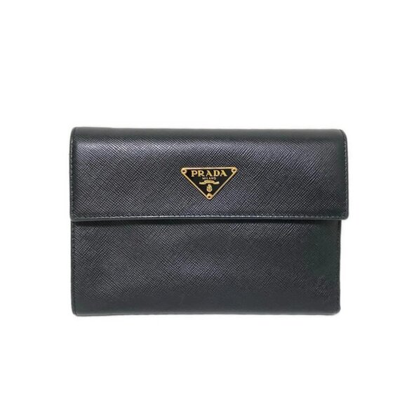Prada Handbags - PRADA Black Leather Trifold Wallet 194-081025